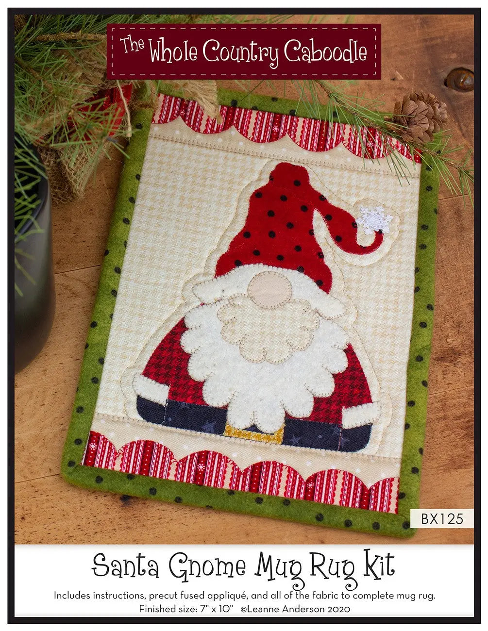 Santa Gnome Mug Rug Kit - Linda's Electric Quilters