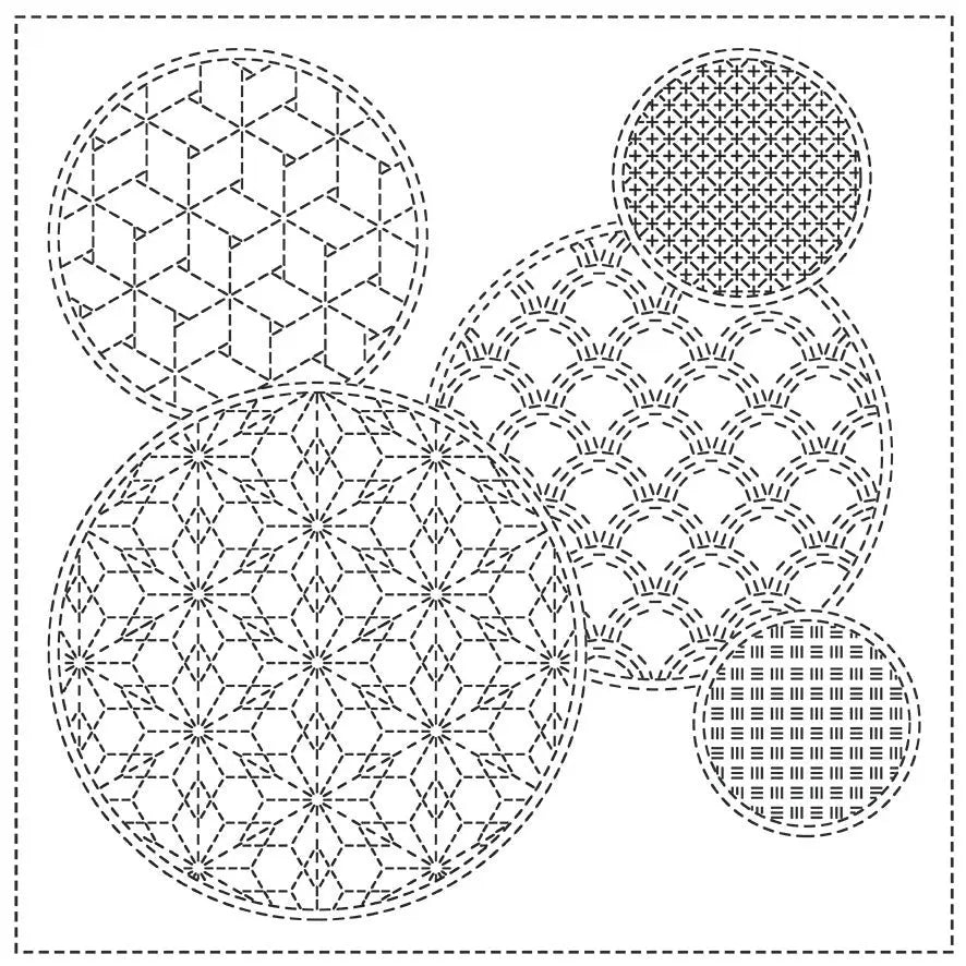 Sashiko Cloth Mixed Pattern - White - Linda's Electric Quilters