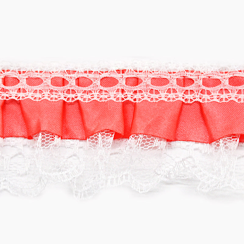 Satin Pleated Ruffle Lace Trim, 2-inch X 5 Yards - For Sewing, Lingerie, Costumes & Crafts