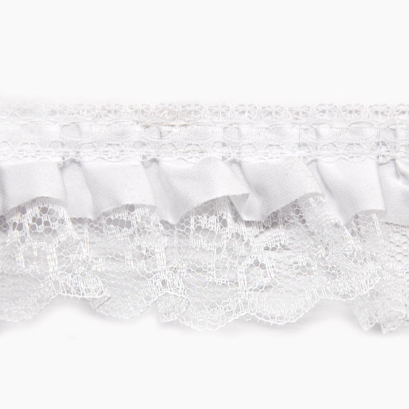 Satin Pleated Ruffle Lace Trim, 2-inch X 5 Yards - For Sewing, Lingerie, Costumes & Crafts