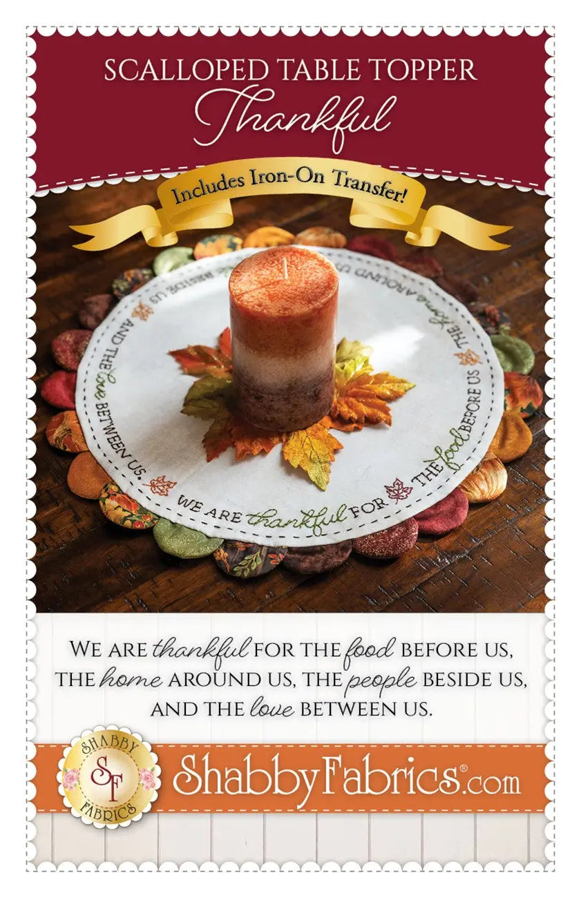 Scalloped Table Topper - Thankful Includes Iron on Transfer Checker Distributor