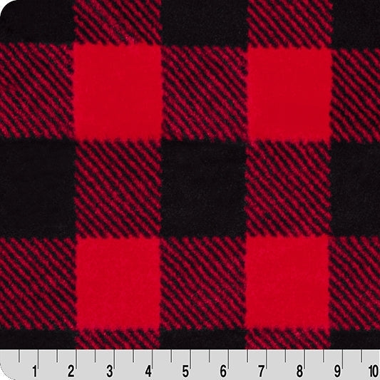 Scarlet/Black Luxe Cuddle Buffalo Check 58/60" Fabric Per Yard