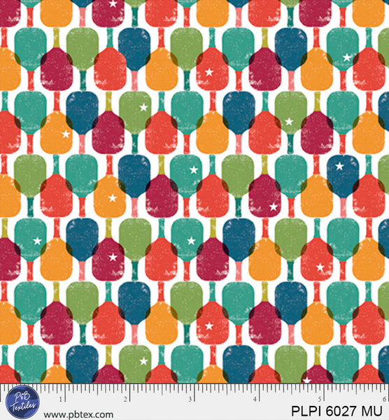 Scattered Racket Peace, Love, Pickleball Cotton 44”/45” Fabric Per Yard