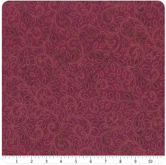 Mulberry Vine Fall for Autumn Metallic blender quilting fabric by Hoffman Fabrics