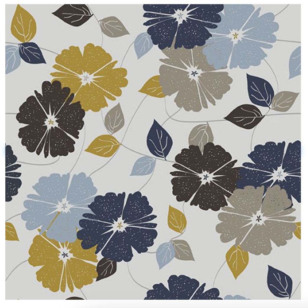 Light Gray Modern Refinement Floral Vine G 108" Wideback Cotton Fabric per yard
