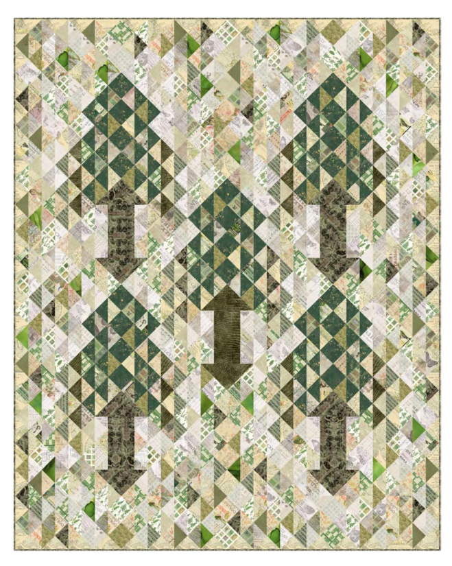 Dappled Pines quilt kit in Tim Holtz Green palette
