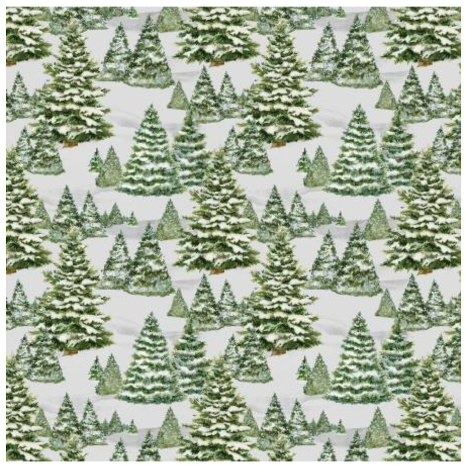 Pine Trees All Over Gray Cotton 44"/45" Fabric Per Yard