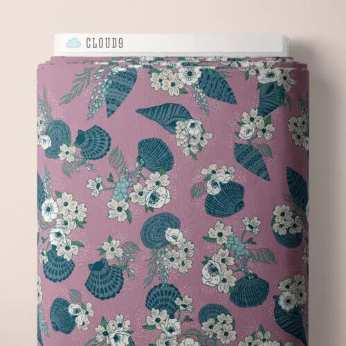 Seashell Serenade - Sea Bouquet - Dusty Pink 44" / 45" Fabric Per Yard The Fabric Company