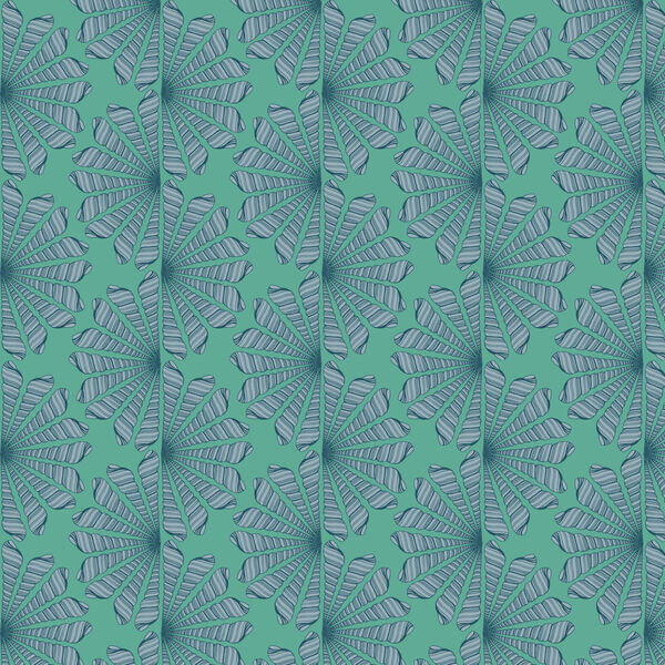 Seashell Serenade - Shell Fan - Green 44" / 45" Fabric Per Yard