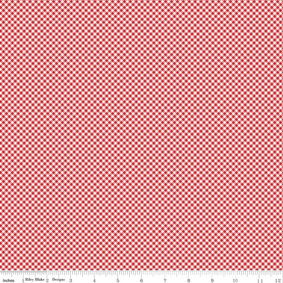 Seasonal Basics Gingham Red 44"/45" Cotton Fabric Per Yard