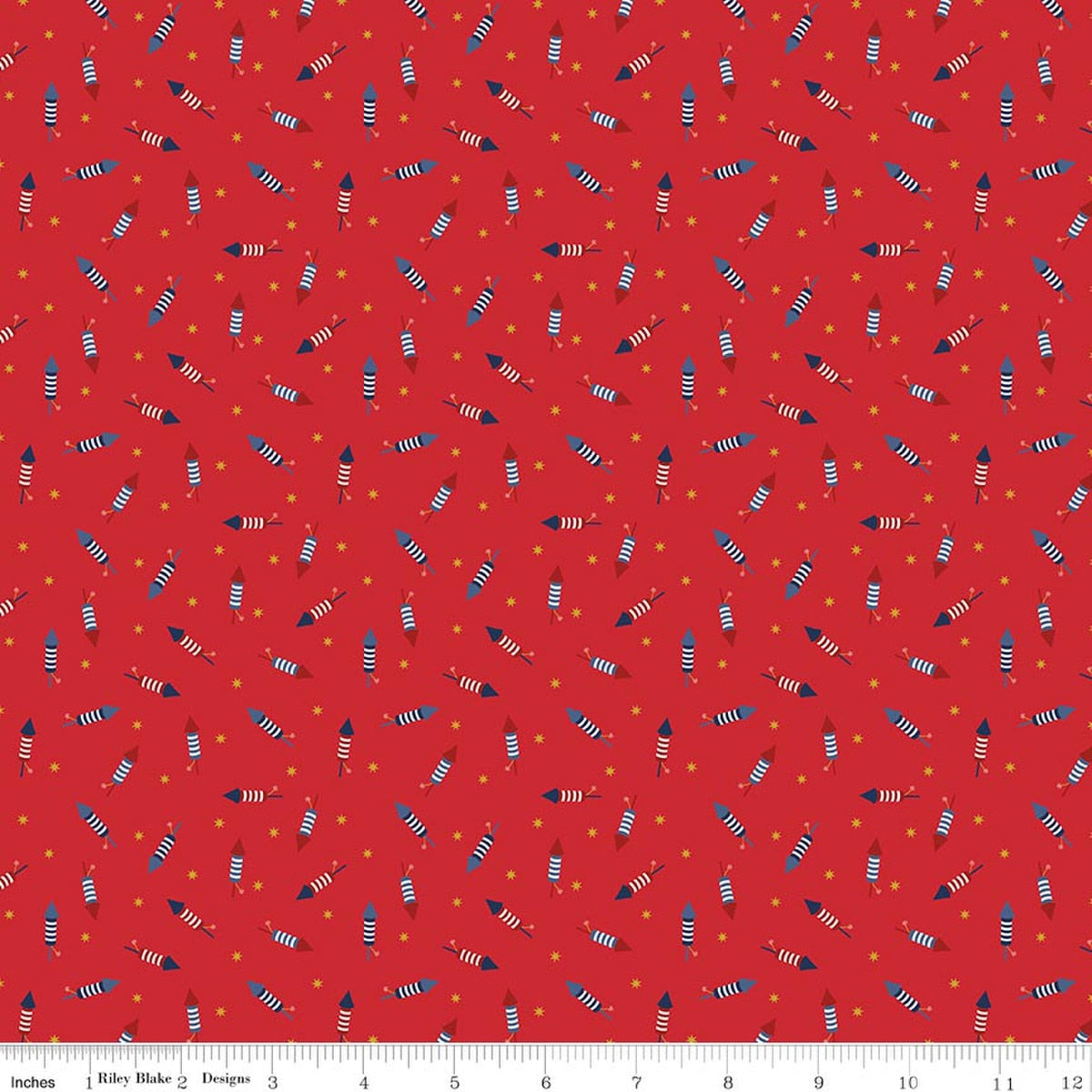 Seasonal Basics Pop Boom Bang Red 44"/45" Cotton Fabric Per Yard