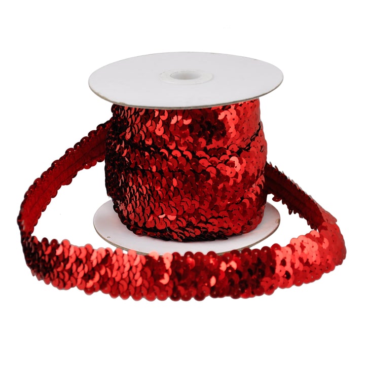 Sequin Trim 1-Inch Wide Polyester Stretchable Rolls for Arts and Crafts, 10-Yard BQ-302