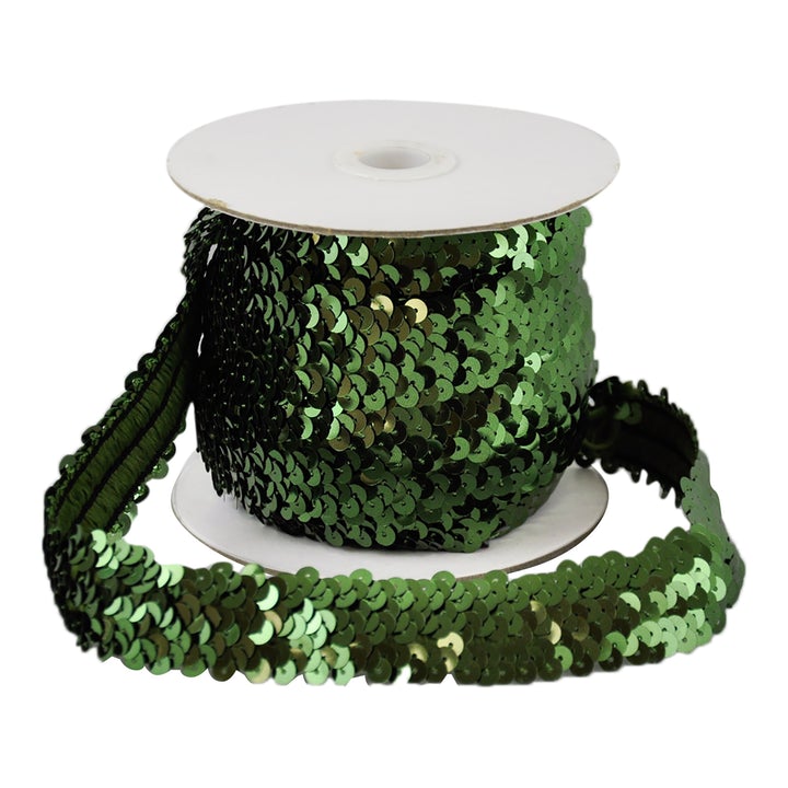 Sequin Trim 1-Inch Wide Polyester Stretchable Rolls for Arts and Crafts, 10-Yard BQ-302