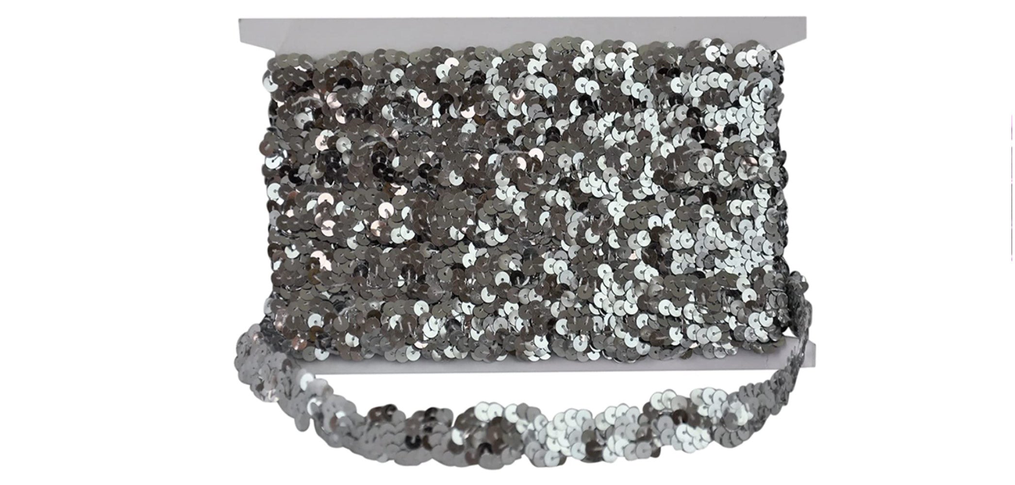 Sequin Trim 1-Inch Wide Polyester Stretchable Rolls for Arts and Crafts, 10-Yard BQ-302