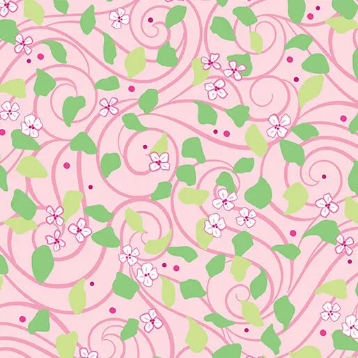 Serenity - Water Lillies - Pink 44" / 45" Fabric Per Yard The Fabric Company