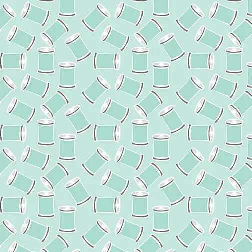 Sew Bloom - Stitch with Love - Light Turquoise 44" / 45" Fabric Per Yard The Fabric Company