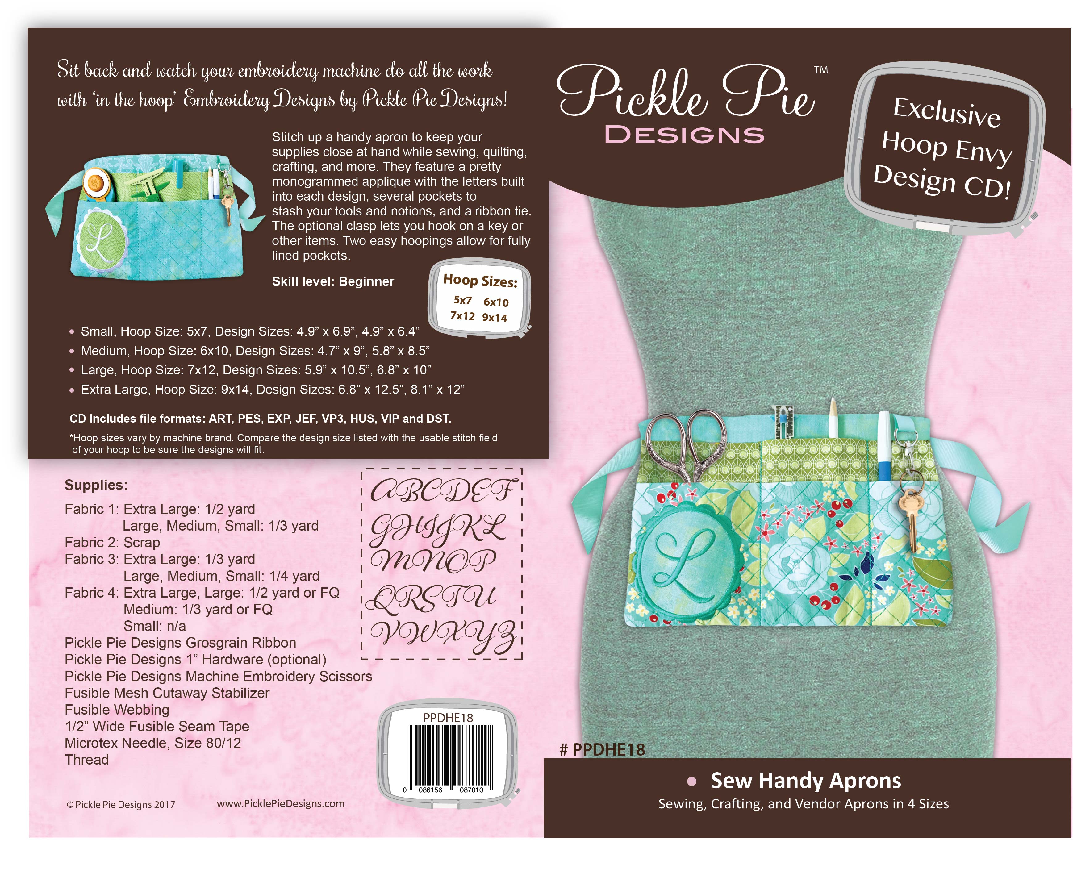 Sew Handy Aprons In the Hoop Embroidery Design Collection