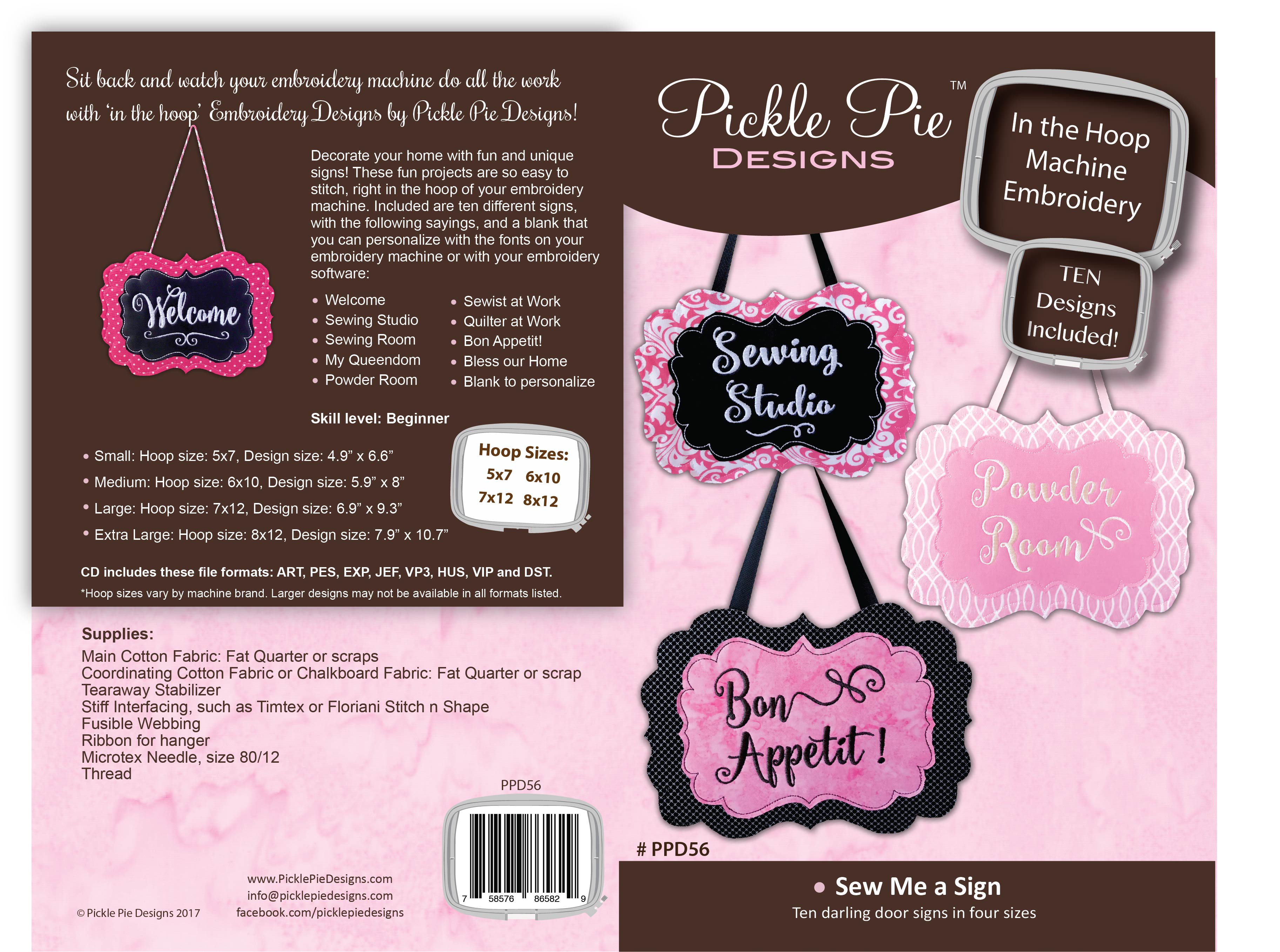 Sew Me a Sign Machine In the Hoop Embroidery Design Collection