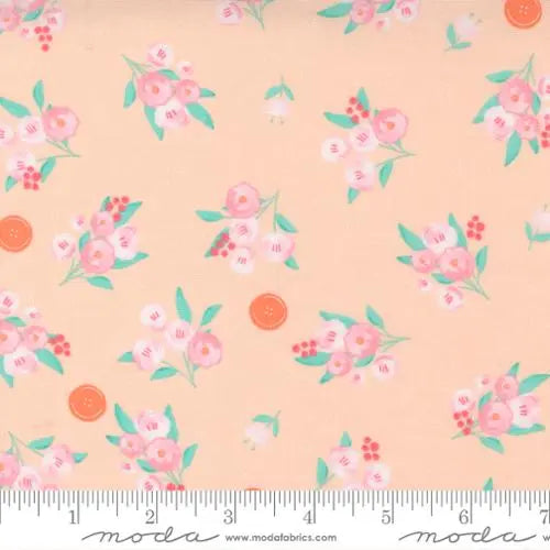 Sew Wonderful Bellini Floral Bouquet Peach 44"/45" Fabric Per Yard Moda Fabrics & Supplies
