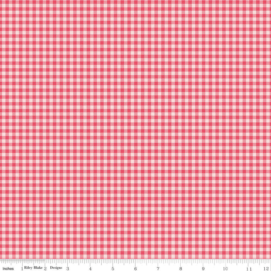 Sew in Love - Gingham - Pink 44"/45" Fabric Per Yard