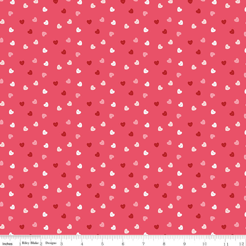 Sew in Love - Hearts - Pink 44"/45" Fabric Per Yard