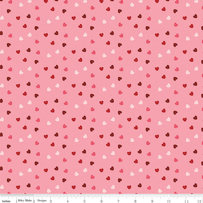 Sew in Love - Hearts - Rose 44"/45" Fabric Per Yard