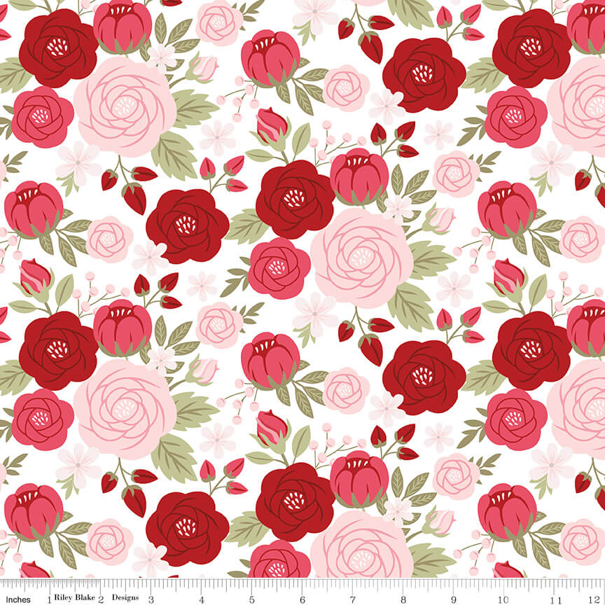 Sew in Love Main quilting fabric in white by Dani Mogstad for Riley Blake Designs, sewing motif print on white cotton, sold by the yard