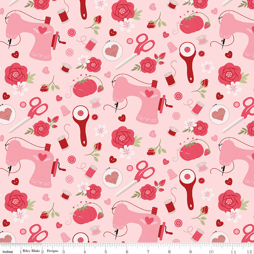 Riley Blake Sew in Love sewing blush quilting cotton by the yard