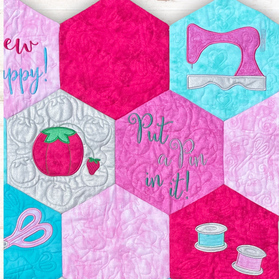 Sew Hexi In-the-Hoop Machine Embroidery Quilt Pickle Pie Designs