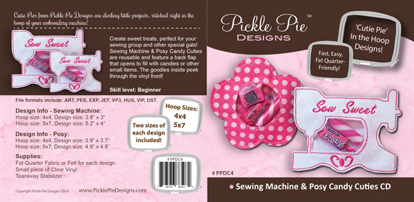 Sewing Machine & Posy Candy Cuties In the Hoop Embroidery Design Collection