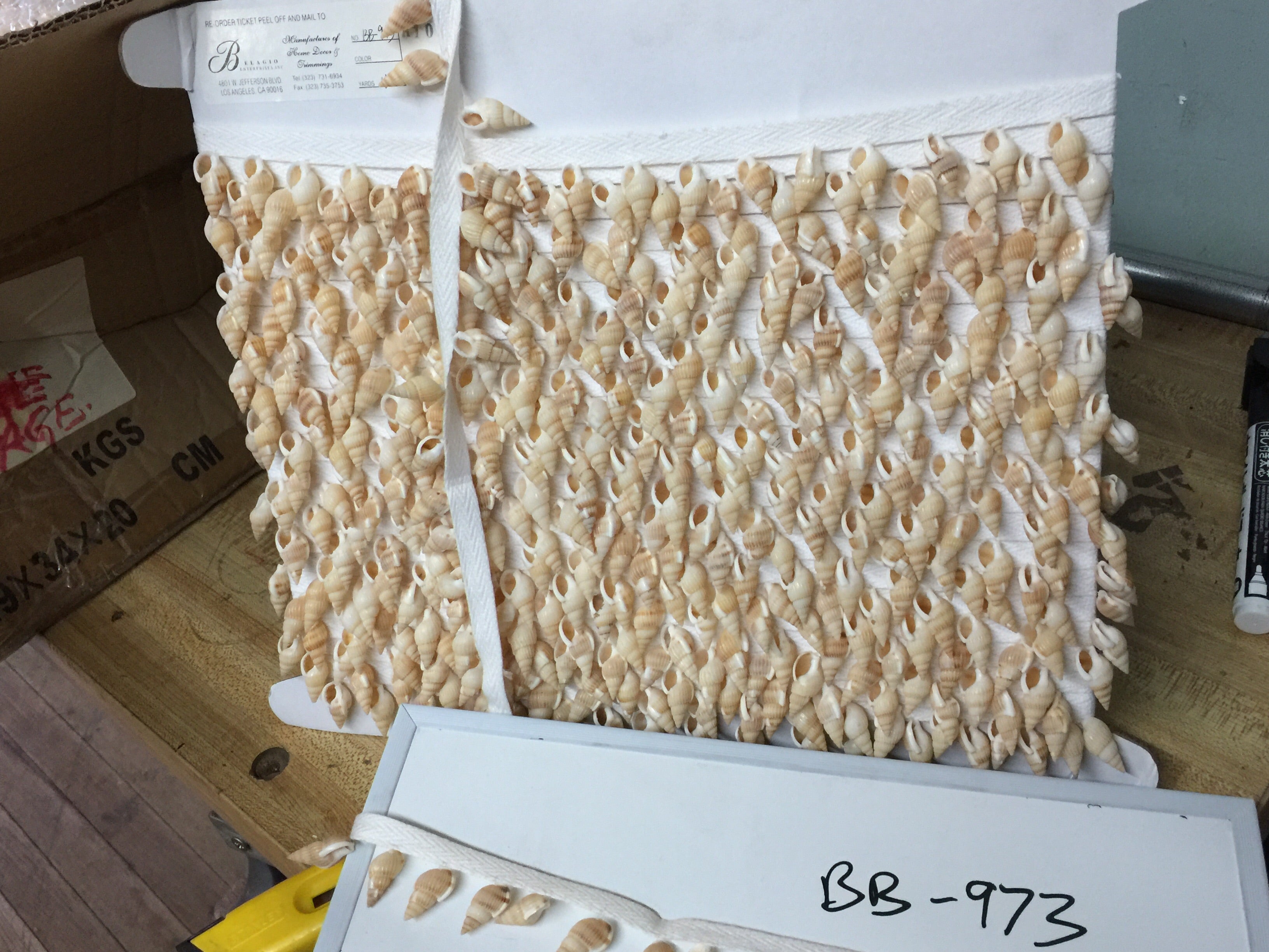 Shell Trim on White String BB-973 -15 YARD ROLL