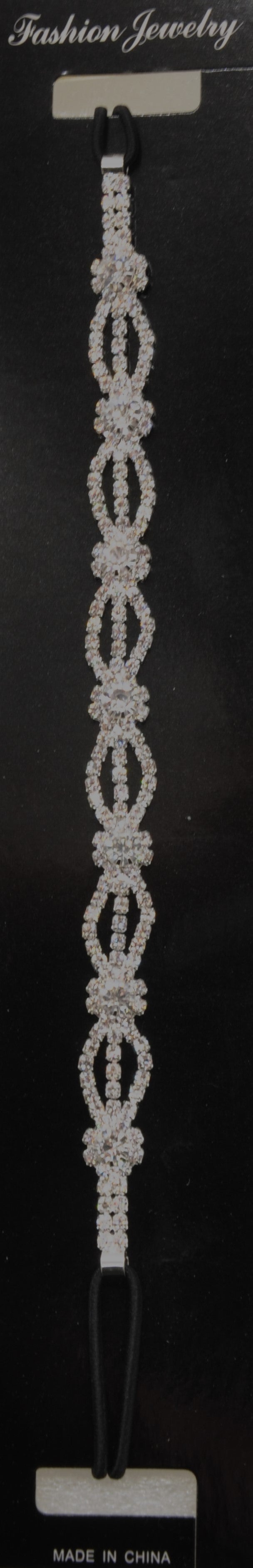 Silver Rhinestone Elastic Headband