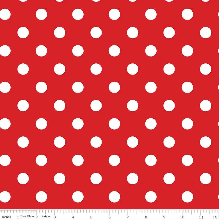 Simple Pleasures Polka Dots Red Cotton Wideback Fabric per yard Riley Blake Designs