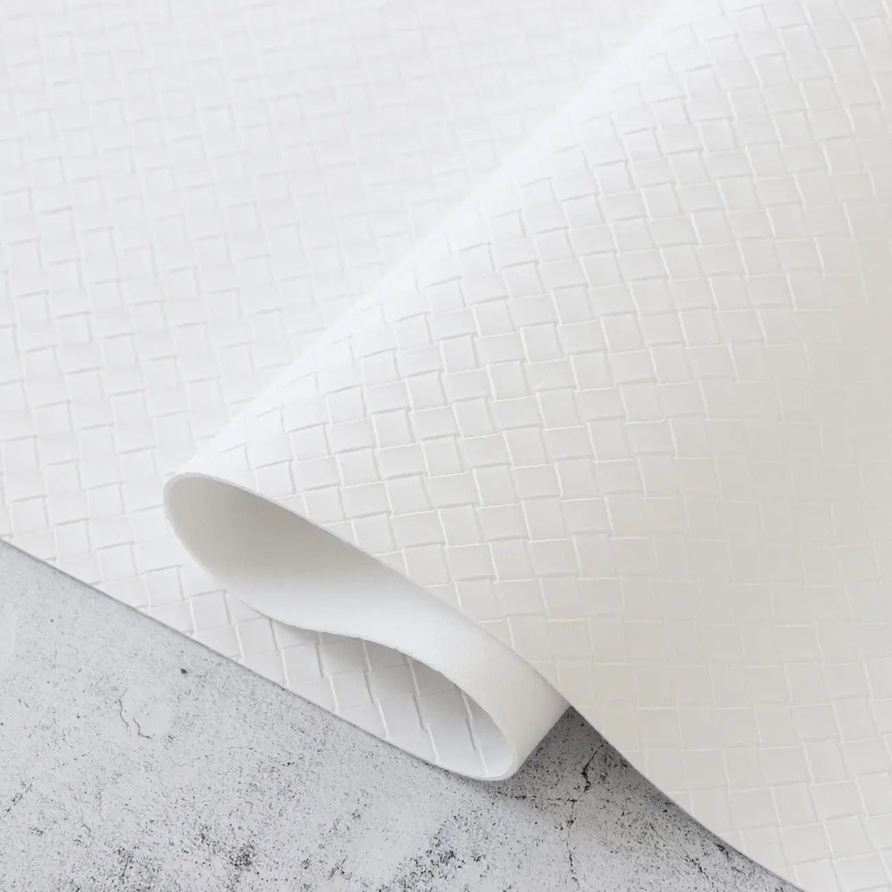 Simply White Basket Weave Faux Leather 1/2yd