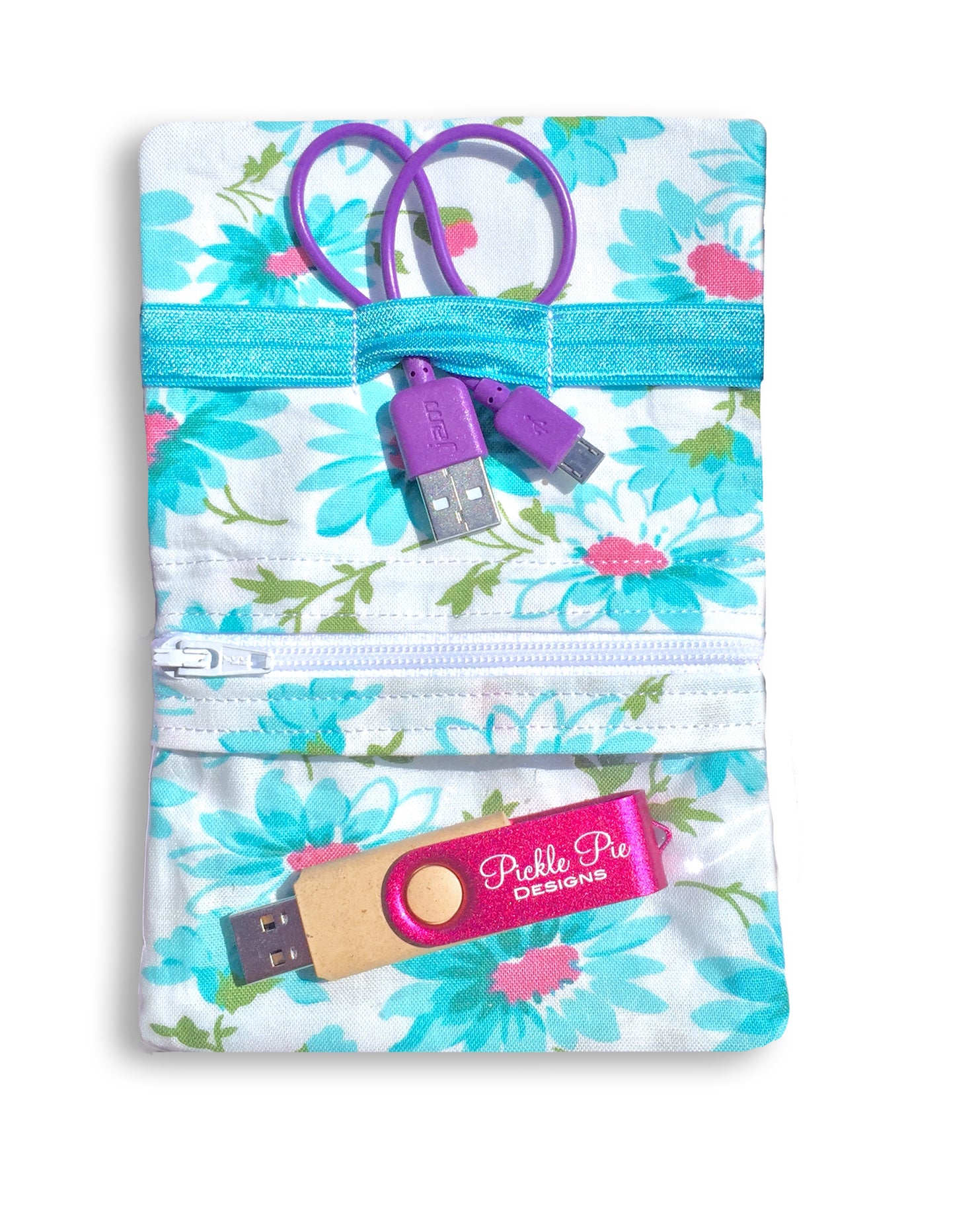 Tech to Go Cord Caddies In the Hoop Machine Embroidery Design Pickle Pie Designs