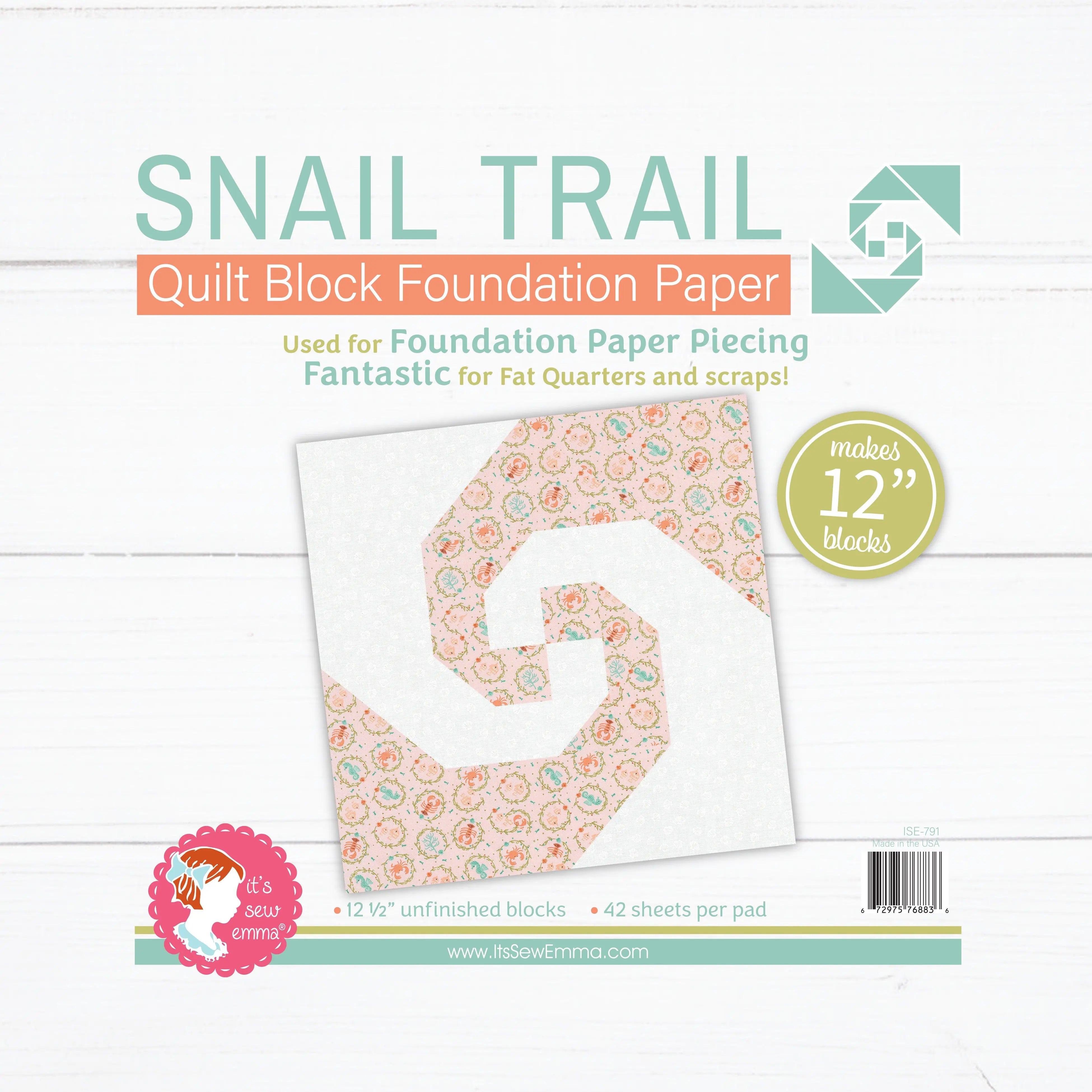 Snail Trail 12in Block Foundation Paper Pad - Linda's Electric Quilters