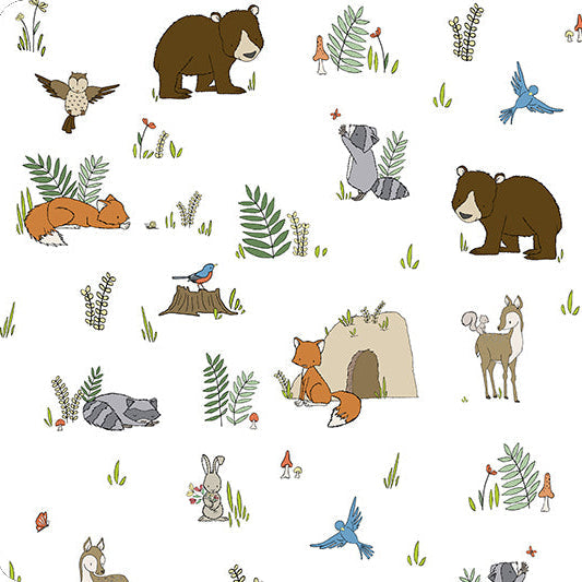 Snow Smd Woodland Pals Digital Cuddle 58/60" Fabric Per Yard
