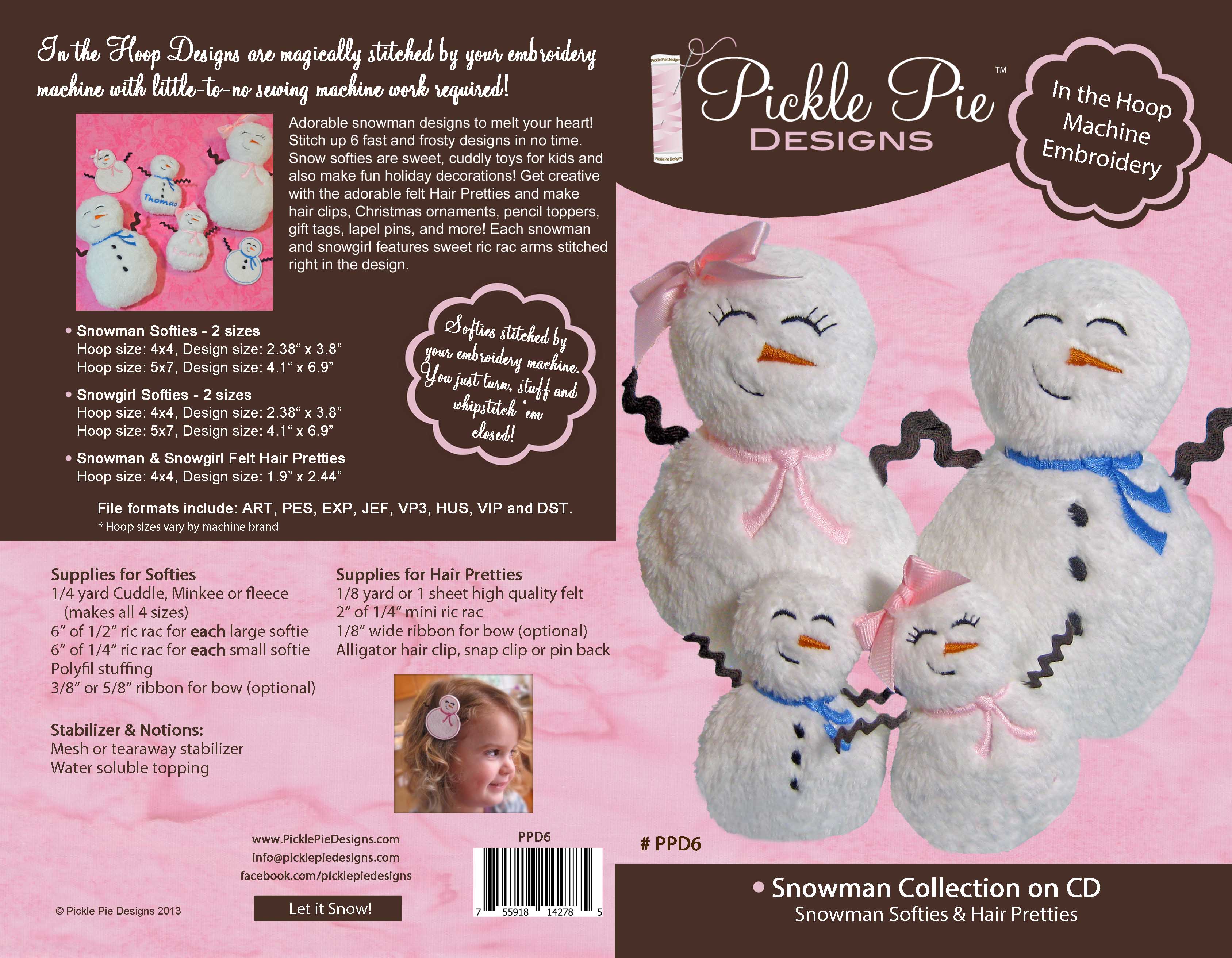 Snowman Collection In the Hoop Embroidery Design Collection