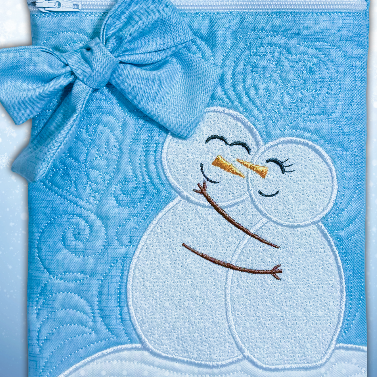 Snow in Love Crossbody Bag In-the-Hoop Machine Embroidery Design Pickle Pie Designs