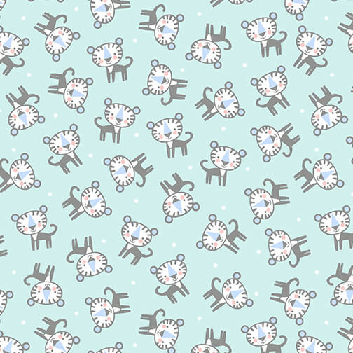 Snuggle in the Jungle Flannel - Baby Tiger - Turquoise 44"/45" Cotton Flannel Fabric per yard
