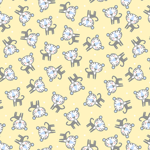 Snuggle in the Jungle Flannel Baby Tiger cotton flannel fabric in yellow by Benartex, tiger cub print flannel, sold by the yard
