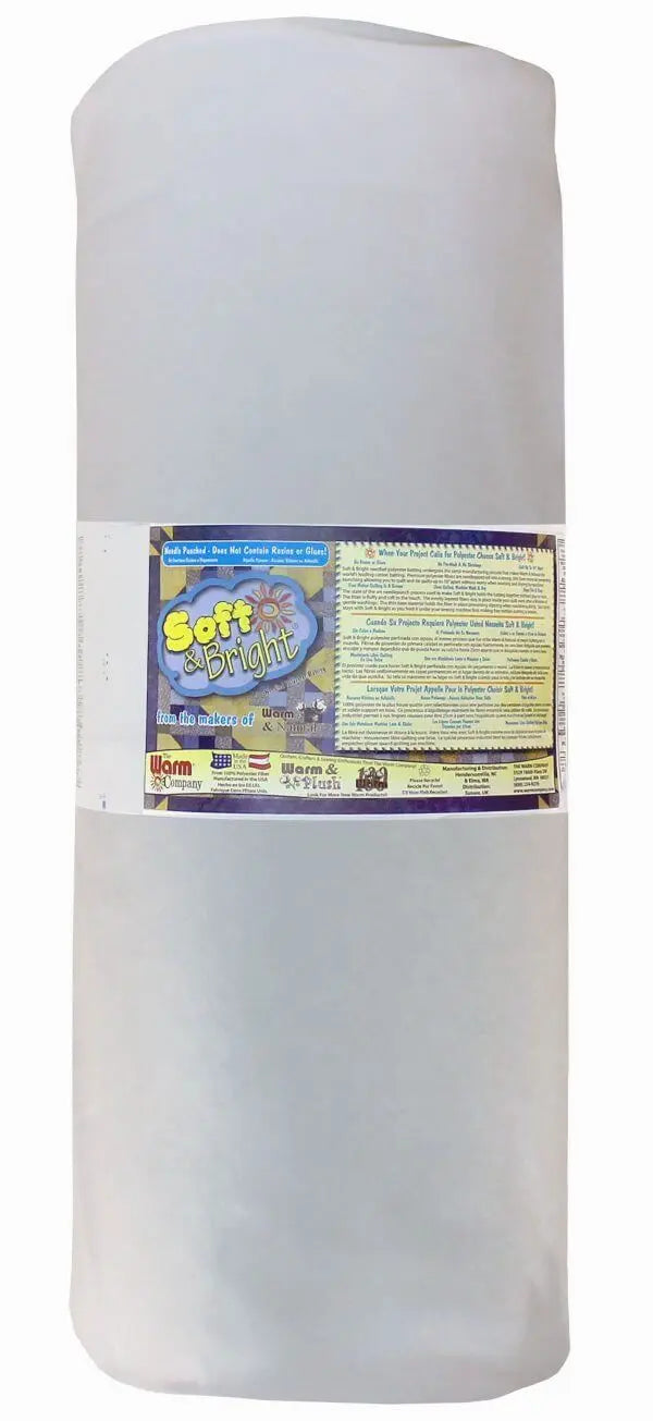 Soft & Bright 45" x 50 YD Batting - Premium Polyester Batting for Quilting Warm Company
