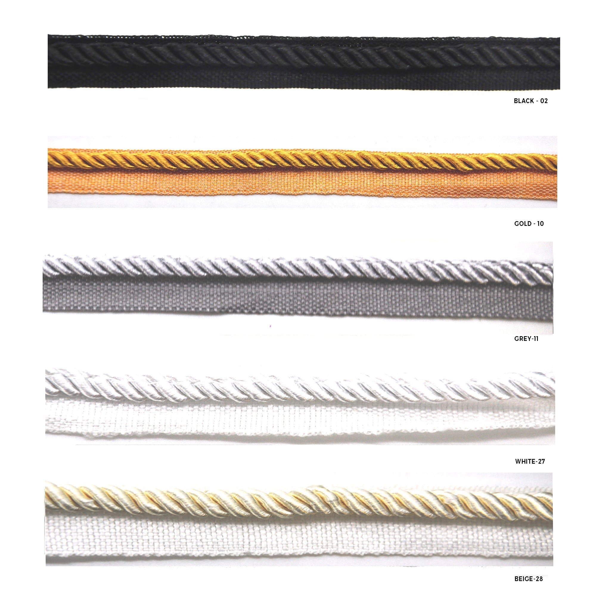 Softer Collection 3/16" Cord with Lip - 50 Yard Bolt - Multiple Colors BC-1013