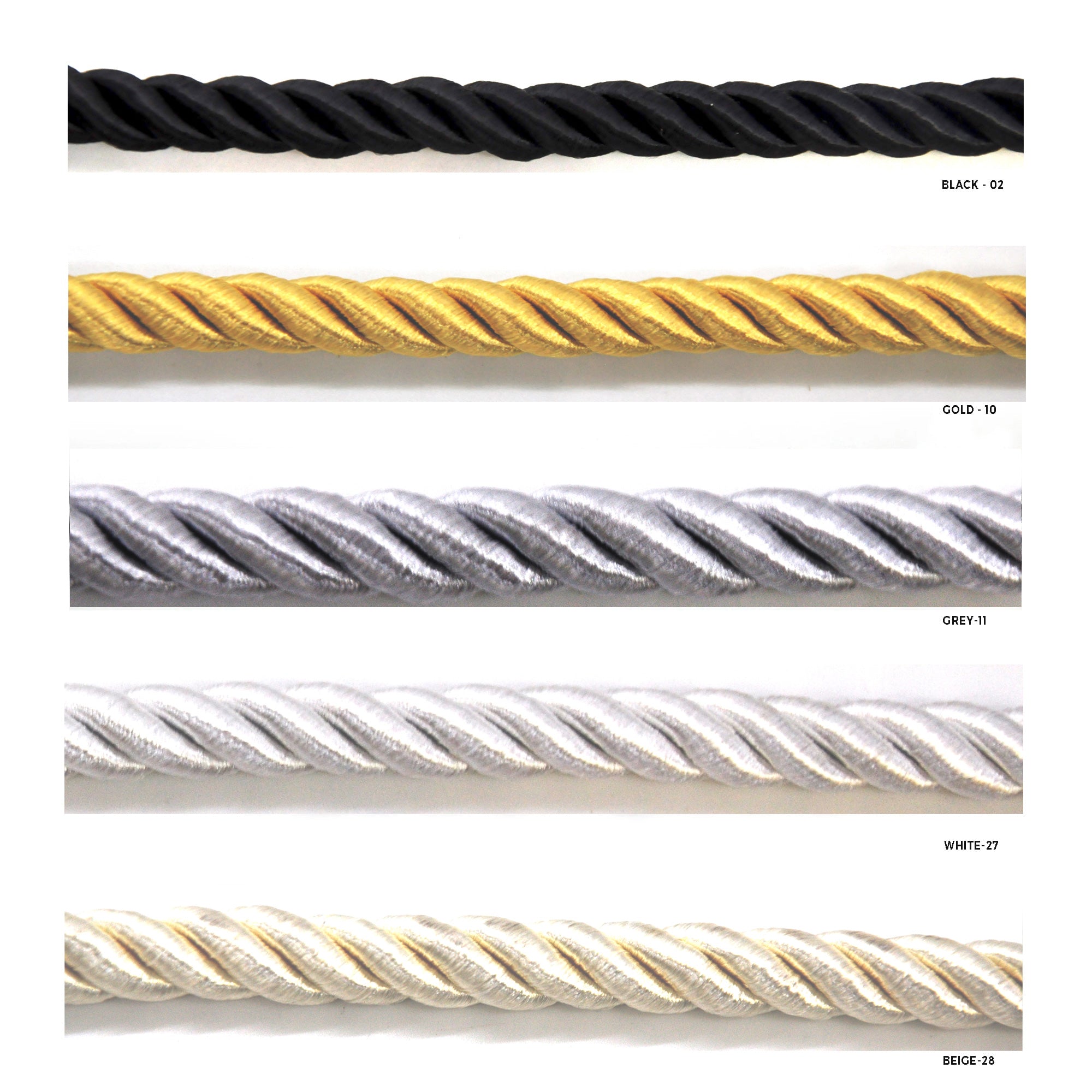 Softer Collection 3/8" Cord without Lip - 50 Yard Bolt - Multiple Colors BC-1014