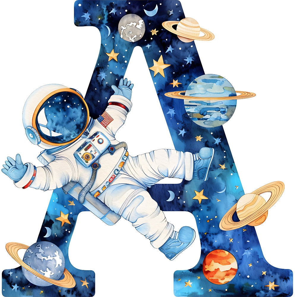 Space Alphabet Letter A Fabric Panel QuiltingFabricPanels