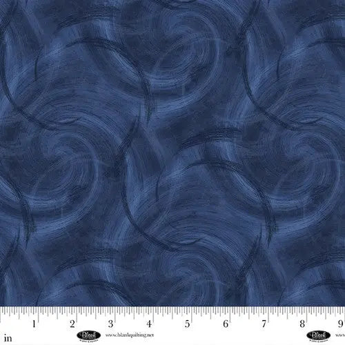 Spin Flannel 108" Satin Moon Designs Navy Cotton Wideback Fabric per yard Blank Quilting Inc