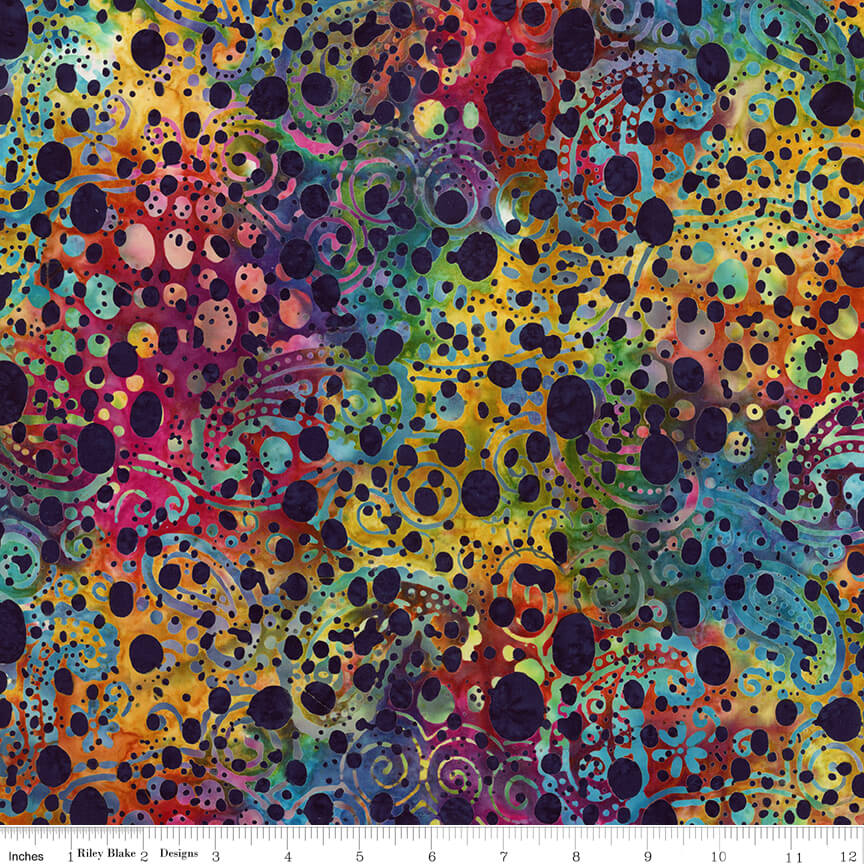 Splatter Batiks Bright Future hand-dyed batik quilting fabric by Riley Blake Designs, multicolor cotton batik, sold by the yard