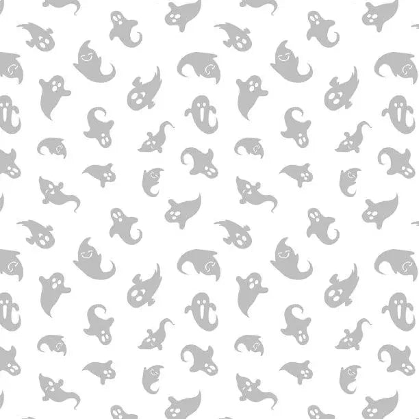 Spooky Spectacle - Ghost Toss White on White Cotton 44"/45" Fabric Per Yard Wilmington Fabrics