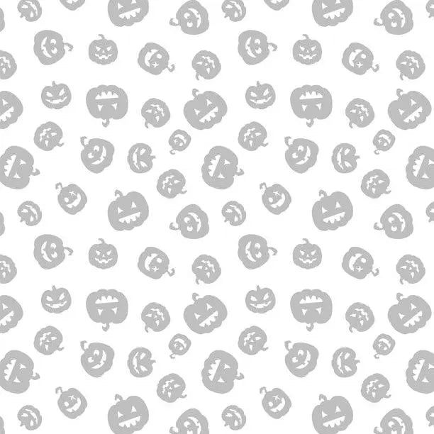 Spooky Spectacle - Pumpkin Toss White on White Cotton 44"/45" Fabric Per Yard Wilmington Fabrics
