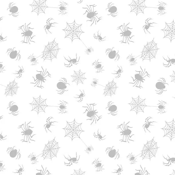 Spooky Spectacle - Spider Toss White on White Cotton 44"/45" Fabric Per Yard Wilmington Fabrics